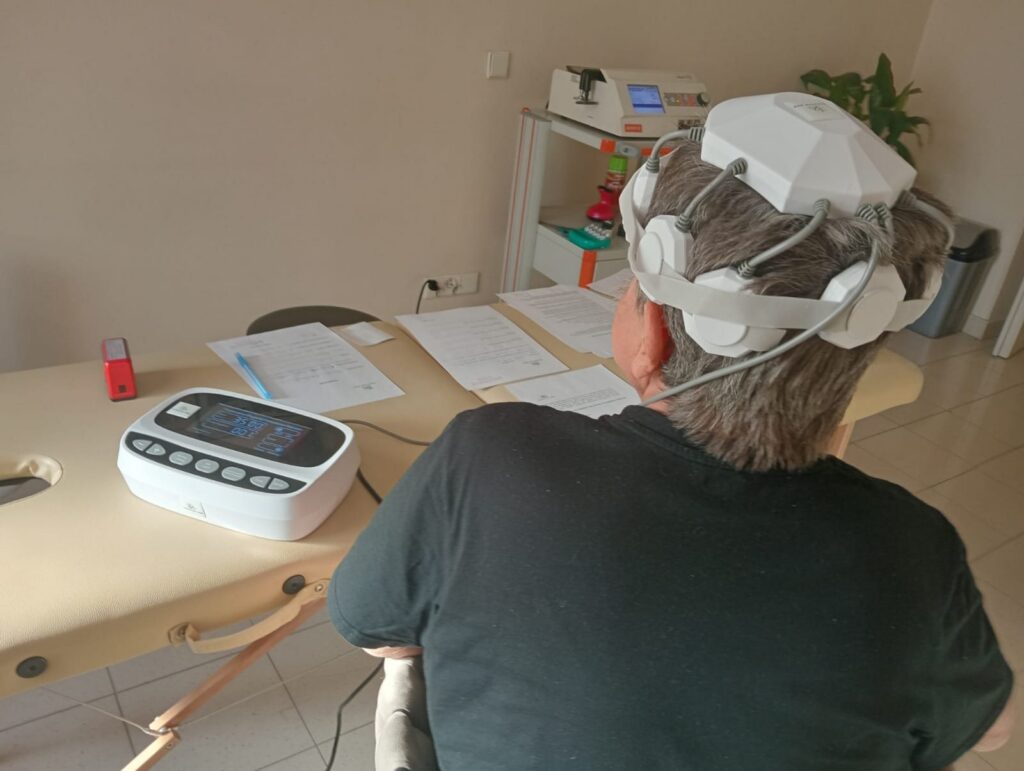 Patient during a TMS therapy session